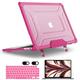 MEEgoodo Case for MacBook Air 13 inch 2021 2020 2019 2018 A2337 M1 A2179 A1932 with Heavy Duty Rugged Shockproof, Laptop Hard Shell Case with TPU Hard Frame & Fold Kickstand & Connection Design, Pink