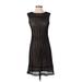 Adrianna Papell Cocktail Dress - A-Line: Black Grid Dresses - Women's Size 2