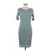 Lularoe Casual Dress - Midi: Teal Stripes Dresses - Women's Size Large