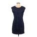 BCBGMAXAZRIA Casual Dress - Sheath: Blue Jacquard Dresses - Women's Size Small