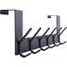 Ebern Designs Berget Stainless Steel Over The Door 6 - Hook Wall Mounted Coat Rack Metal in Gray | 4.5 H x 15.3 W x 1.7 D in | Wayfair