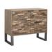 Loon Peak® Florel 42" Teak Wood Cabinet w/ Hand Laid Solid Teak Wood Tile Facades & Steel Base Wood/Metal in Brown/Gray | Wayfair