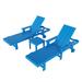 Westin Outdoor 77.6" Long Reclining Single Chaise & Table Plastic in Blue | 37.8 H x 21.1 W x 77.6 D in | Wayfair OP2004-PB-3