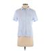 Uniqlo Short Sleeve Button Down Shirt: Blue Tops - Women's Size 2X-Small