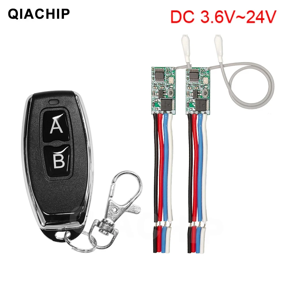 QIACHIP 433 MHz kabelloser Fernbedienungsschalter, Mini-Empfänger mit großer Reichweite, 3,6 V, 12 V, 24 V und 433 MHz-Sender, LED-Fernbedienung Image