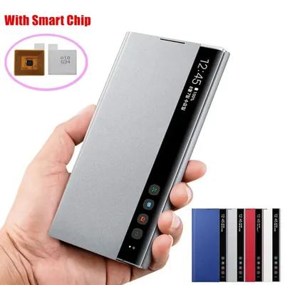 Smart Sleep Awake Flip Case für Samsung Galaxy Note 10 Plus Note 10+ Window View Free-Flip Smart Chip Cover für Samsung Note 10