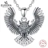 Eudora Sterling Silber coole Eule Halskette für Frauen Mann Vintage Hip Hop Eule Amulett Anhänger