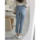 Hellblaue Jeans Frauen gerades Bein elastisch schick Boyfriend Hosen Denim Streetwear Frauen Damen