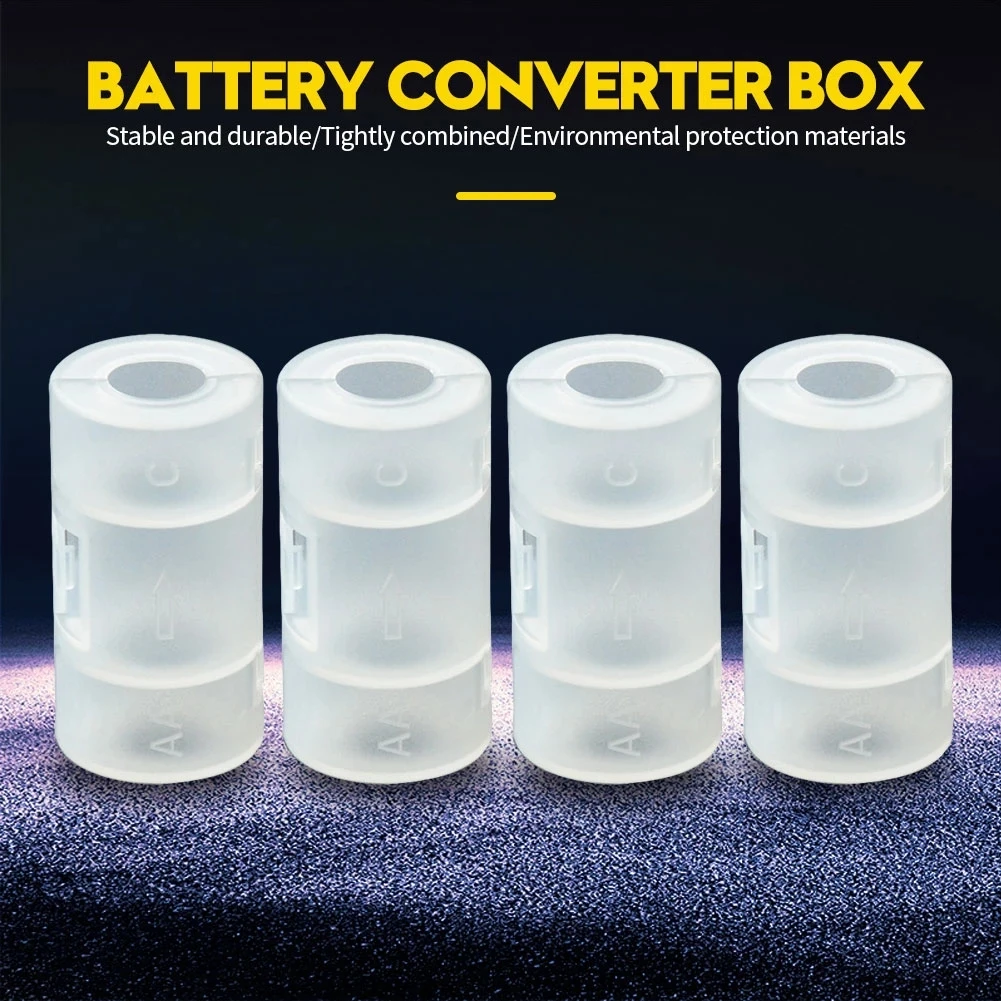 2/4PCS LR06 AA zu C LR14 Größe Transparente Batterie Lagerung Box AA zu C Batterie Adapter Halter fall Konverter Switcher 5*2,6 cm