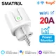 SMATRUL 20A Tuya WiFi EU Smart Plug Outlet 220V Power Monitor Wireless Socket Remote Timer Control