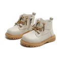 2024 New Spring/Autumn Baby Boots Leather British Style Boys Fashion Boots Rubber Sole Zip Side