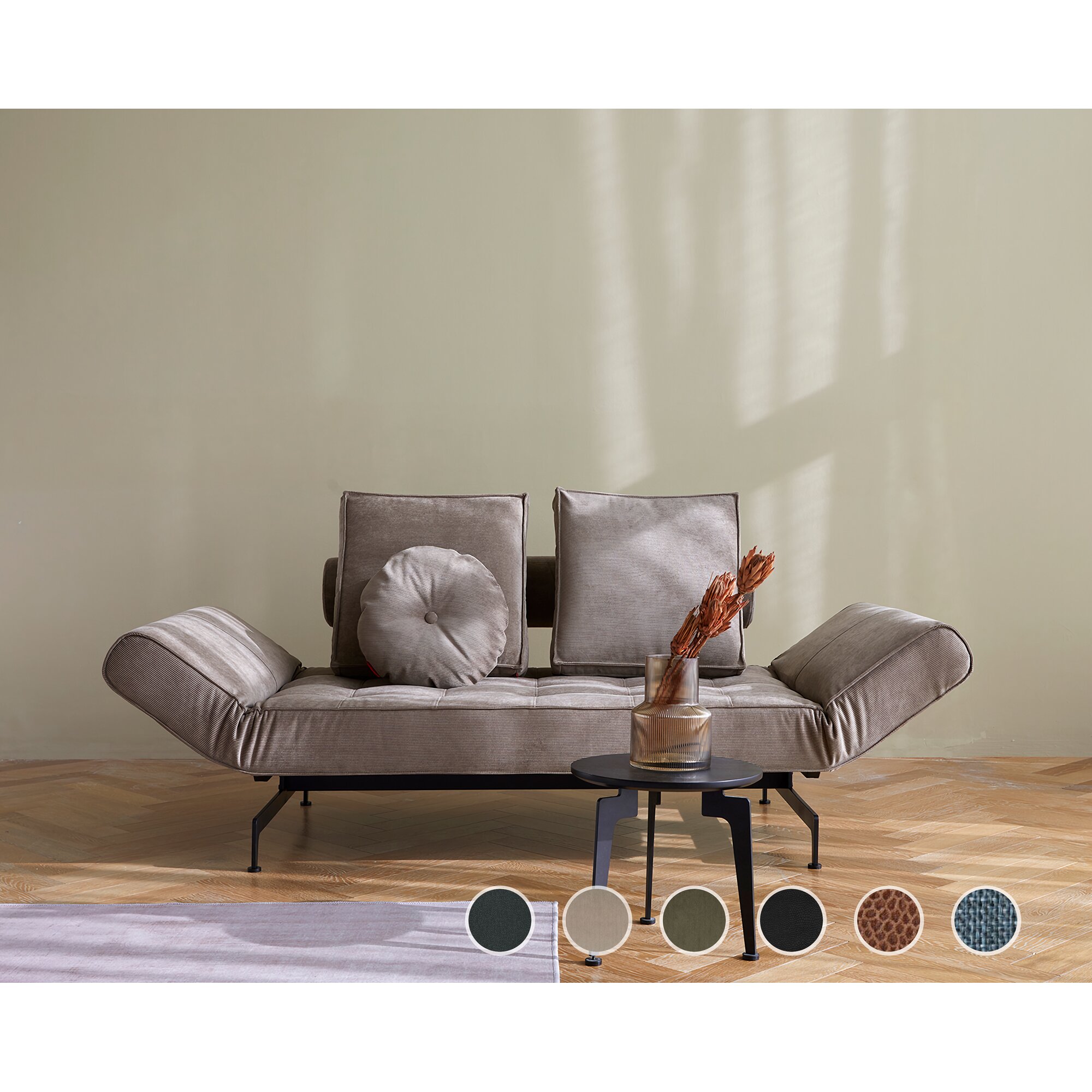 Innovation »GHIA« Design-Sofa Laser Matt/Schwarz / 318 Cordufine Beige