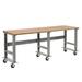 Mobile Adjustable Height Workbench Shop Square Edge 96 W x 36 D Gray