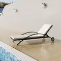 moobody Sun Lounger with Cushion and Wheels Backrest Adjustable Chaise Lounge Chair Poly Rattan Black for Pool Patio Balcony Garden Outdoor Furniture 78.7 x 32.7 x 15.4 Inches (L x W x H)