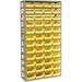 13 Shelf Steel Shelving with (48) 4 H Plastic Shelf Bins Yellow 36x18x72