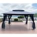 HAOAN 13x10 Outdoor Patio Gazebo Canopy Tent With Ventilated Double Roof And Mosquito net Gray Top