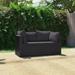 moobody 2 Piece Patio Lounge Set with Cushions Right Corner Sofa with Left Corner Sofa Poly Rattan Black Outdoor Sectional Sofa Set Steel Frame for Garden Balcony Lawn Yard Deck