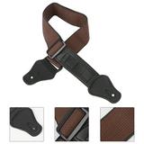 PU Leather Pure Cotton Durable Guitar Strap Acoustic Electric Guitar Strap with Guitar Pick Slot Bass Strap Adjustable Guitar Belt without Guitar Pick (Brown)
