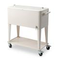 80 Quart Rolling Cooler Cart Outdoor Rolling Ice Chest on Wheels Portable Patio Party Bar Drink Cooler Cart with Shelf and Bottle Opener BBQ Cart with Ice Chest Includes Bottle Opener