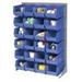 Louvered Bin Rack With (24) Blue Stacking Bins 35 W x 15 D x 50 H