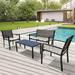 4 Pieces Patio Furniture Set Outdoor Garden Patio Conversation Sets Poolside Lawn Chairs with Glass Coffee Table Porch Furniture (grey)