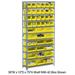 Open Bin Shelving w/11 Shelves & 42 Yellow Bins 36x12x73