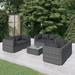 moobody 7 Piece Patio Lounge Set Cushioned Conversation Sets Gray Poly Rattan Sectional Outdoor Furniture for Patio Backyard Balcony Lawn