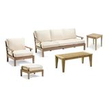 Sack 5 Pc Sofa Set: Sofa Lounge Chair Ottoman Coffee Table & Side Table With Cushions in Sunbrela Fabric #57003 Canvas White