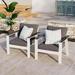 CozyHom 2 Pcs Aluminum Outdoor Patio Armchair Furniture Sets With Faux Wooden Modern Conversation Sofa Chairs With Removable Cushions For Patio Balcony White.