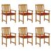 Dcenta 6 Piece Patio Chairs with Seat Cushion Acacia Wood Outdoor Dining Chair Set Wooden Armchairs for Garden Balcony Backyard Furniture 24 x 22.4 x 36.2 Inches (W x D x H)