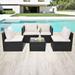 moobody 5 Piece Patio Set with Cushions Poly Rattan Black