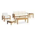 Madras 5 Pc Sofa Set: Sofa Lounge Chair Ottoman Coffee Table & Side Table With Cushions in Sunbrela Fabric #5404 Canvas Natural