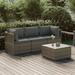 Dcenta 4 Piece Patio Set with Cushions Gray Poly Rattan