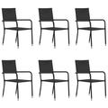 moobody 6 Piece Garden Chairs Black Poly Rattan Stackable Patio Armchairs Outdoor Dining Chair for Backyard Lawn Balcony Outdoor Furniture 20.1 x 23.6 x 34.3 Inches (W x D x H)