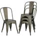 Classic Iron Metal Dinning Chairs Indoor-Outdoor Use Chic Dining Bistro Cafe Side Barstool Bar Chair Coffee Chair Gun Metal Set Of 4