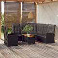 Tomshoo 3 Piece Patio Set with Cushions Black Poly Rattan