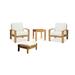 Madras 4 Pc Lounge Chair Set: 2 Lounge Chairs Ottoman & Side Table With Cushions in Sunbrela Fabric #5404 Canvas Natural