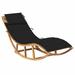 moobody Wooden Rocking Sun Lounger with Black Cushion Teak Wood Reclining Chair for Garden Patio Balcony Poolside Outdoor Furniture 23.6 x 70.9 x 28.7 Inches (W x D x H)