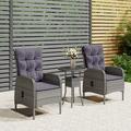 Carevas 3 Piece Patio Bistro Set Poly Rattan Gray