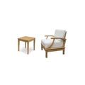 Somer 2 Pc Lounge Chair Set: Lounge Chair & Side Table With Cushions in Sunbrela Fabric #57003 Canvas White