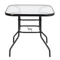 PEACNNG Outdoor Dining Table Square Toughened Glass Table Yard Garden Glass Table