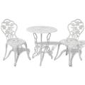 moobody 3 Pcs Bistro Set with Round Table 2 Backrest Chairs Green/White Cast Aluminum Weather-Resistant for Garden Patio Conservation