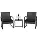 Homall Patio Furniture 3-Piece Set Casual Wicker Chair Bistro Chair with Coffee Table Black