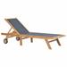 moobody Folding Sun Lounger with Wheels Backrest Adjustable Chaise Lounge Chair Teak and Textilene Sunlounger for Poolside Patio Balcony Outdoor Furniture 81.1 x 23.6 x 13.8 Inches (L x W x H)