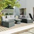 CoSoTower 10-Piece Outdoor Sectional Half Round Patio Rattan Sofa Set PE Wicker Conversation Furniture Set for Free Combination Light Gray