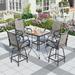 Summit Living Outdoor Swivel Bar Stool Dining Set of 5 4 Patio Counter Height Metal Chairs and 1 Metal Bar Bistro Table Black&Grey