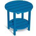 Nalone 2 -Tier Outdoor Side Table HDPE Adirondack Table Patio Side Table Wood-Like Grain Weather Resistant End Table Small Outdoor Table (Round Navy Blue)