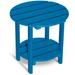 Nalone 2 -Tier Outdoor Side Table HDPE Adirondack Table Patio Side Table Wood-Like Grain Weather Resistant End Table Small Outdoor Table (Round Navy Blue)