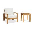 Madras 2 Pc Lounge Chair Set: Lounge Chair & Side Table With Cushions in Sunbrela Fabric #5404 Canvas Natural