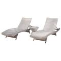 GDF Studio Keira Outdoor Wicker 3 Piece Armless Chaise Lounge Chat Set Gray